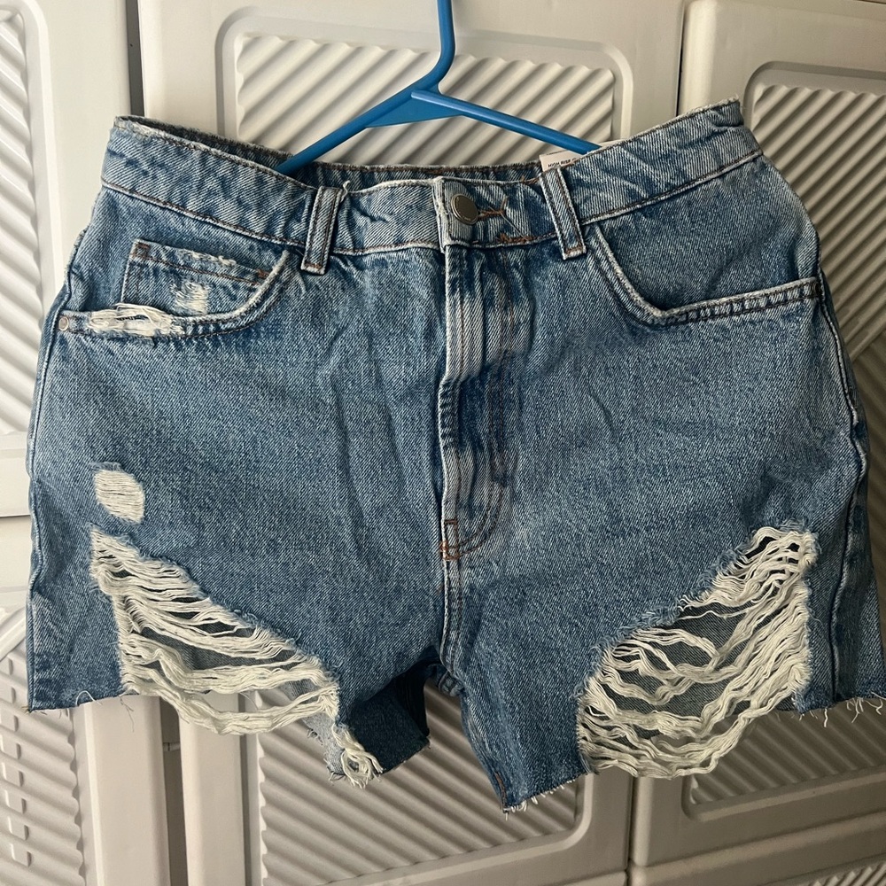 ZARA High Waisted Ripped Shorts